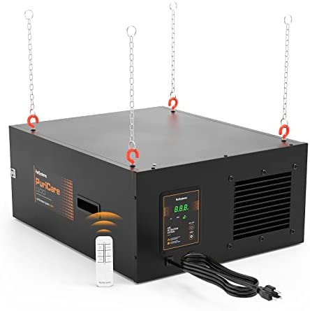Purisystems 3-Speed Remote Air Filtration System, PuriCare 1100 Hanging Air Filter w/RF Remote for Woodworking, Garage Air Purifier, Shop Dust Collector, up to 1100 sq. ft (1100 CFM) 1 hydroponic air filter systems
