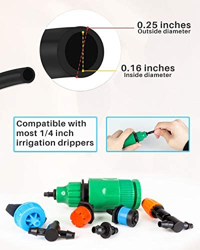 MoHern Drip Irrigation Tubing, 100 Feet 1/4 Inch Drip Line Irrigation Hose with 20 Pcs Drip Irrigation Parts, Drip Irrigation Kit 2 MoHern Drip Irrigation Tubing, 100 Feet 1/4 Inch Drip Line Irrigation Hose with 20 Pcs Drip Irrigation Parts, Drip Irrigation Kit - Image 2