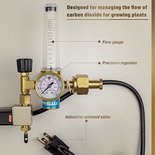 MANATEE CO2 Regulator Emitter System with Solenoid Valve Flowmeter for Grow Room Grow Tent Garden 2 MANATEE CO2 Regulator Emitter System with Solenoid Valve Flowmeter for Grow Room Grow Tent Garden - Image 2