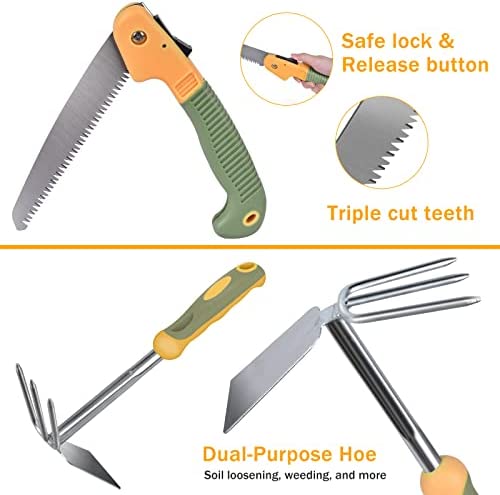Garden Tool Set, WisaKey 9 Piece Stainless Steel Heavy Duty Green Gardening Tools with Non-Slip Ergonomic Handle, Durable Garden Tool Bag, Ideal Gardening Hand Tools, Gardening Gifts for Women and Men 4 Garden Tool Set, WisaKey 9 Piece Stainless Steel Heavy Duty Green Gardening Tools with Non-Slip Ergonomic Handle, Durable Garden Tool Bag, Ideal Gardening Hand Tools, Gardening Gifts for Women and Men - Image 4