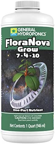 General Hydroponics FloraNova Grow 7-4-10, Robust Strength of Dry Fertilizer But in Rapid Liquid Form, Use for Hydroponics, Soilless Mixtures, Containers & Garden Grown Plants, 1-Quart 1 hydroponic nutrients