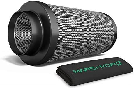 MARS HYDRO 4 Inch Carbon Filter, Inline Air Filter Odor Control with Australian Virgin Charcoal, Carbon Filter for Inline Fan, Grow Tent, Hydroponics, Pre-Filter Included, Reversible Flange 1 hydroponic fans and filters