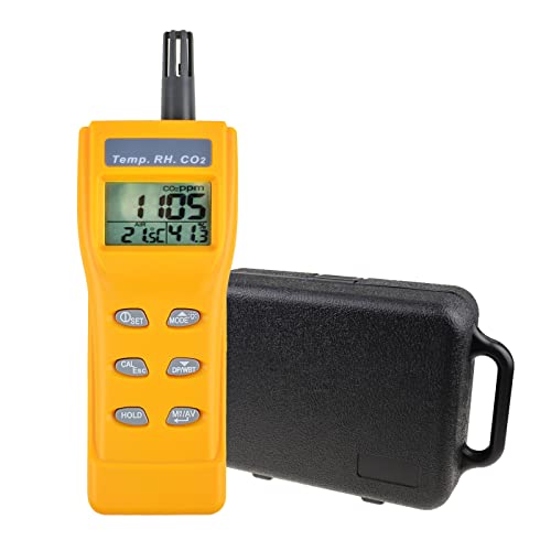 CO2 Meter Air Quality Monitor Handheld CO2 Monitor 0~9999ppm Measurement Carbon Dioxide Temperature Humidity Detector NDIR Sensor Indoor Outdoor Air Quality Tester 1 hydroponic co2 monitor