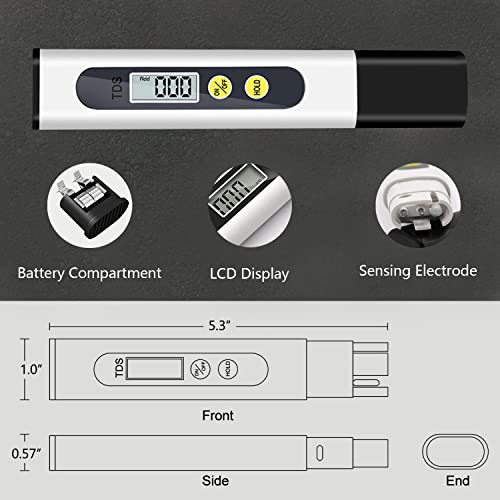 2 Pack pH Meter and TDS Meter, 0.05 pH High Accuracy Tester Pen, ± 2% Readout Accuracy Digital Water Quality Filter Pen, 0-9990ppm, Ideal Water Purity Test for Drinking Water, Aquariums, Hydroponics 3 2 Pack pH Meter and TDS Meter, 0.05 pH High Accuracy Tester Pen, ± 2% Readout Accuracy Digital Water Quality Filter Pen, 0-9990ppm, Ideal Water Purity Test for Drinking Water, Aquariums, Hydroponics - Image 3