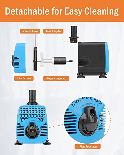 Kulife 210GPH Submersible Water Pumps (800L/H, 10W) Fountain Pump Pond Pump Aquarium Water Pump with Flow Control and Hose for Fish Tank, Fountain, Waterfall, Filtration, Water feature, Hydroponics 6 Kulife 210GPH Submersible Water Pumps (800L/H, 10W) Fountain Pump Pond Pump Aquarium Water Pump with Flow Control and Hose for Fish Tank, Fountain, Waterfall, Filtration, Water feature, Hydroponics - Image 6