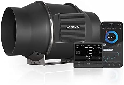 AC Infinity CLOUDLINE T6, Quiet 6” Inline Duct Fan with Temperature Humidity Controller, Bluetooth App - Ventilation Exhaust Fan for Heating Cooling Booster, Grow Tents, Hydroponics 1 hydroponic climate control systems