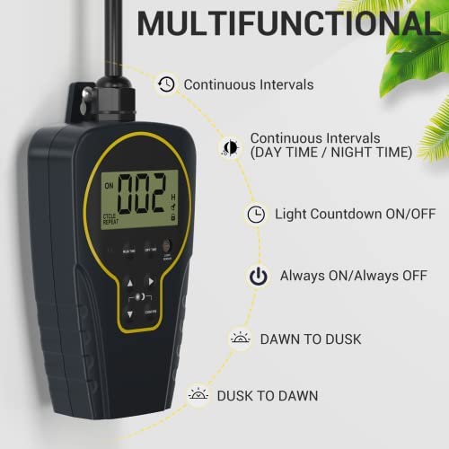 NEARPOW Outdoor Timer with Light Sensor, Electrical Outlets Waterproof, Programmable Countdown Timer, Dawn to Dusk Sensor, for Pool Pumps, Lights, Home, Garden Etc. 1875W/125V 2 NEARPOW Outdoor Timer with Light Sensor, Electrical Outlets Waterproof, Programmable Countdown Timer, Dawn to Dusk Sensor, for Pool Pumps, Lights, Home, Garden Etc. 1875W/125V - Image 2