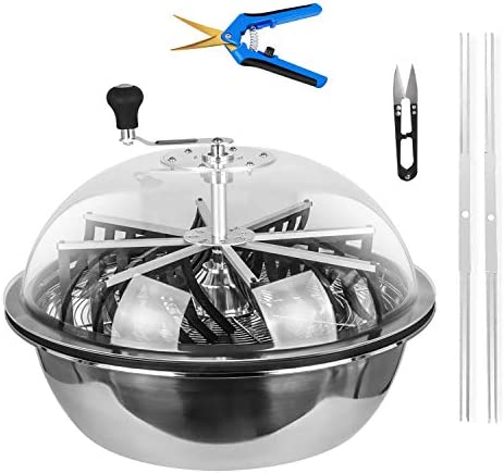 iPower Bud Leaf Bowl Trimmer 24" Twisted Spin Cut for Hydroponics with Sharp Stainless Steel Blades Upgraded Gears, Clear Visibility Dome, 6.5" Curved Gardening Hand Pruner Included 1 hydroponic gardening tools