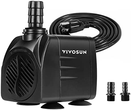 VIVOSUN 480GPH Submersible Pump(1800L/H, 25W), Ultra Quiet Water Pump with 7.2ft High Lift, Fountain Pump with 5ft Power Cord 1 hydroponic pump
