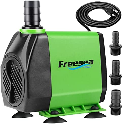 FREESEA Fountain Submersible Water Pump: 800GPH 45W Adjustable Ultra Quiet Aquarium Pump with 3 Nozzles 10ft High Lift for Small Pond | Fish tank | Waterfall | Outdoor | Hydroponics 1 hydroponic pump