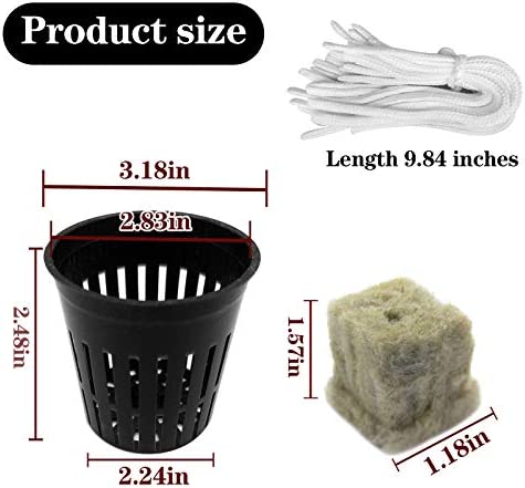 61Pcs Hydroponics Mesh Net Cup Kit - 20 Packs 3 Inches Slotted Mesh Net Pot Cups, 21Packs 1.7x1.7x1.7Inch Stonewool Starter Plugs, 20 Article Self Watering Cotton Wick Cord for Hydroponics 2 61Pcs Hydroponics Mesh Net Cup Kit - 20 Packs 3 Inches Slotted Mesh Net Pot Cups, 21Packs 1.7x1.7x1.7Inch Stonewool Starter Plugs, 20 Article Self Watering Cotton Wick Cord for Hydroponics - Image 2