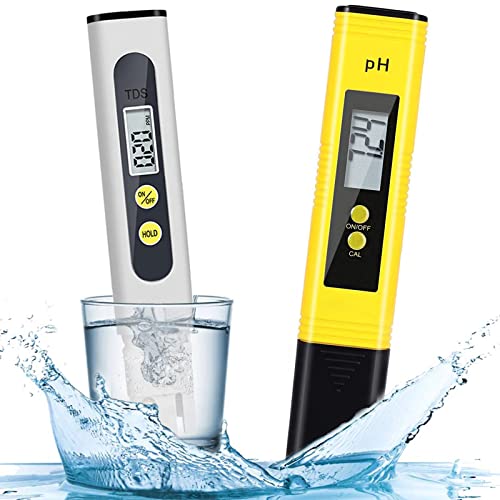 2 Pack pH Meter and TDS Meter, 0.05 pH High Accuracy Tester Pen, ± 2% Readout Accuracy Digital Water Quality Filter Pen, 0-9990ppm, Ideal Water Purity Test for Drinking Water, Aquariums, Hydroponics 1 hydroponic ph tester
