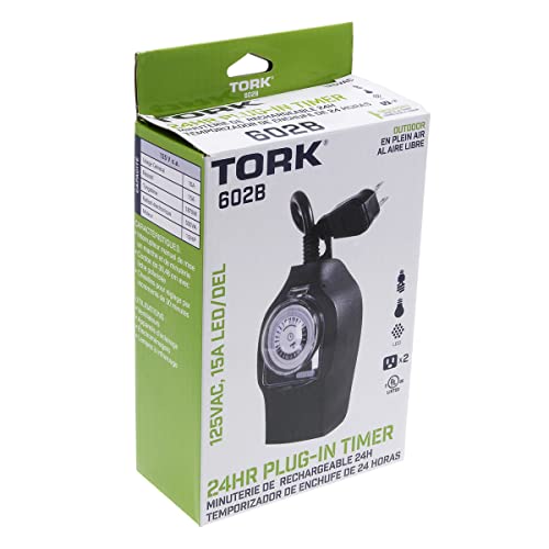 NSI TORK 602b Mechanical Outdoor Plug-in Timer, 2 Outlets, Grounded/Outdoor Lighting Timer 15-Amp 24-Hour Mechanical Plug-In General Purpose Timer with 6 1/2-Inch Cord - Multiple On/Off Settings 6 NSI TORK 602b Mechanical Outdoor Plug-in Timer, 2 Outlets, Grounded/Outdoor Lighting Timer 15-Amp 24-Hour Mechanical Plug-In General Purpose Timer with 6 1/2-Inch Cord - Multiple On/Off Settings - Image 6