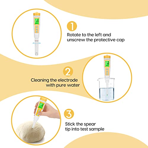YINMIK Digital pH Meter for Food, pH Probe for Sourdough and Bread Dough, Checking The pH of Fermenting Sausages and Salami, Waterproof pH Tester for Solid and Liquid Soft Soil Sample 2 YINMIK Digital pH Meter for Food, pH Probe for Sourdough and Bread Dough, Checking The pH of Fermenting Sausages and Salami, Waterproof pH Tester for Solid and Liquid Soft Soil Sample - Image 2