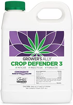Grower's Ally Crop Defender 3 | Natural, Safe & Organic Insecticide & Fungicide Control for Plants - Powdery Mildew, Spider Mites & Russet Mite Killer – 1 qt Concentrate Makes 100 Gallons 1 hydroponic pest control