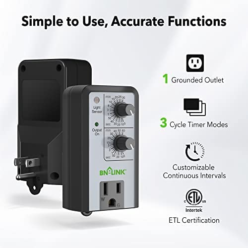 BN-LINK Short Period Repeat Cycle Intermittent Timer, Interval Timer - Day, Night, or 24 Hour Operation, Photocell Light Sensor Dusk to Dawn for Hydroponics Aquaponics Aeroponics 2 BN-LINK Short Period Repeat Cycle Intermittent Timer, Interval Timer - Day, Night, or 24 Hour Operation, Photocell Light Sensor Dusk to Dawn for Hydroponics Aquaponics Aeroponics - Image 2