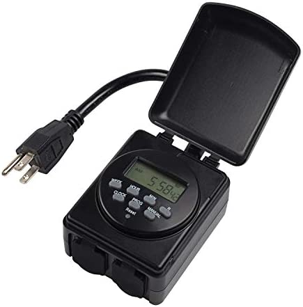 BN-LINK 7 Day Outdoor Heavy Duty Digital Programmable Timer, Dual Outlet, Weatherproof, 1875W 1/2HP 1 hydroponic timer