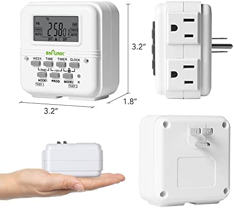 BN-LINK 7 Day Heavy Duty Digital Programmable Timer Outlet - Dual Electrical Outlet Timer 2 Independently Plug-in Grounded Outlets Switch 8 ON/Off Programs 3 Prong Timer for Light Lamp Fan 15A/1875W 7 BN-LINK 7 Day Heavy Duty Digital Programmable Timer Outlet - Dual Electrical Outlet Timer 2 Independently Plug-in Grounded Outlets Switch 8 ON/Off Programs 3 Prong Timer for Light Lamp Fan 15A/1875W - Image 7