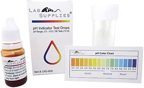 pH Indicator Test Drops, Universal Application (pH 2.0-10.0), 100 Tests| for Drinking Water, Urine, and Saliva | Contains 10 ml Bottle of Solution and 20 ml Screw Top Plastic Bottle 1 hydroponic ph test kit