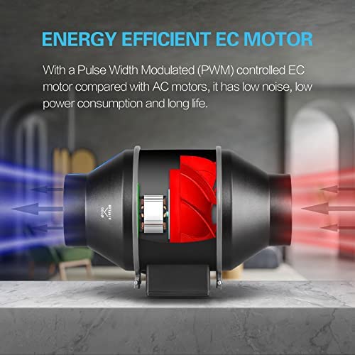 iPower 4 Inch Inline Duct Ventilation Smart Fan, Carbon Filter, 8 Feet Ducting with Temperature Humidity App Control via WiFi, Voice Control with Alexa for Grow Tent, Black 4 iPower 4 Inch Inline Duct Ventilation Smart Fan, Carbon Filter, 8 Feet Ducting with Temperature Humidity App Control via WiFi, Voice Control with Alexa for Grow Tent, Black - Image 4