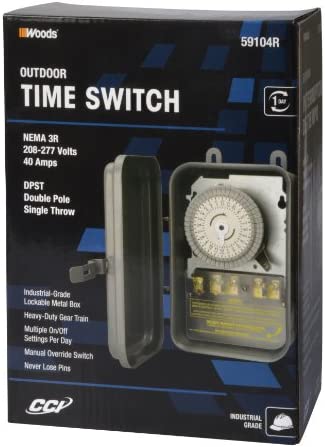 Woods 59104RWD Outdoor 24-Hour Heavy Duty Mechanical Time Switch, 208/277V 40A DPST 2 Woods 59104RWD Outdoor 24-Hour Heavy Duty Mechanical Time Switch, 208/277V 40A DPST - Image 2