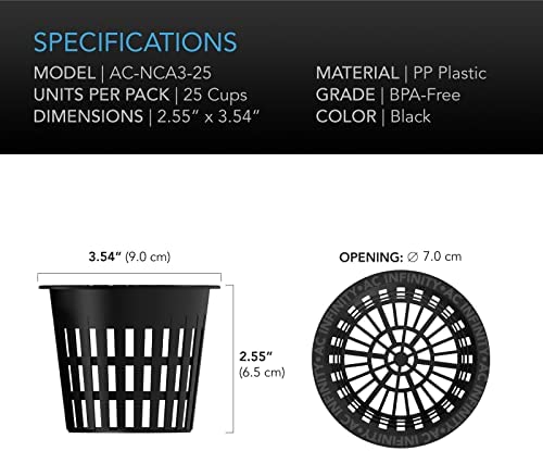AC Infinity Net Cups 3-Inch, Heavy Duty Garden Slotted Net Pots with Wide Lip Rims, 25-Pack Black Bucket Basket for Indoor Outdoor Growing, Orchids, Aquaponics, Hydroponics 6 AC Infinity Net Cups 3-Inch, Heavy Duty Garden Slotted Net Pots with Wide Lip Rims, 25-Pack Black Bucket Basket for Indoor Outdoor Growing, Orchids, Aquaponics, Hydroponics - Image 6