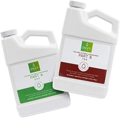 ENVY Part A (6-0-5) & Part B (1-5-6) - Two-Part Base Nutrients for Hydroponics, Soil & Coir (A/B Combo) (Quarts) 1 hydroponic ph up