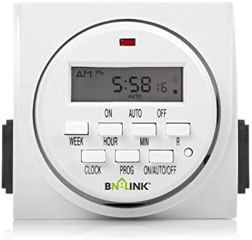 BN-LINK 7 Day Heavy Duty Digital Programmable Timer, FD60 U6, 115V, 60Hz, Dual Outlet, Indoor, for Lamp Light Fan Security UL Listed 1 hydroponic timer