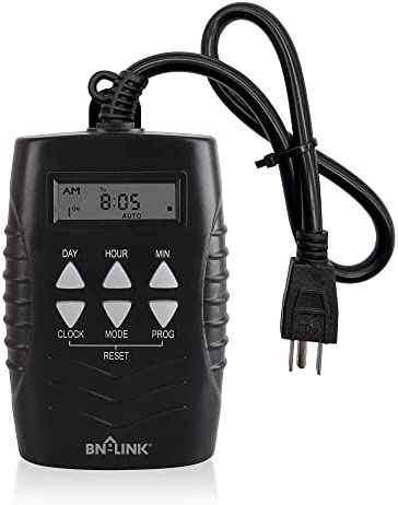 BN-LINK 7 Day Outdoor Heavy Duty Digital Programmable Timer BND/U78, 125VAC, 60Hz, Dual Outlet, Weatherproof, Heavy Duty, Accurate for Lamps Ponds Christmas Lights 1875W 1/2HP ETL Listed 1 hydroponic pump timer