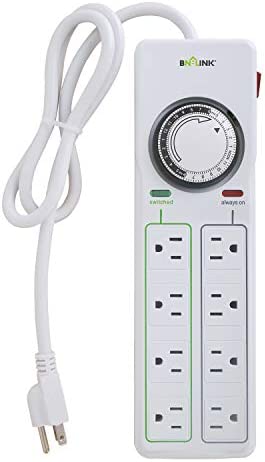BN-LINK 8 Outlet Surge Protector with Mechanical Timer (4 Outlets Timed, 4 Outlets Always On) - White 1 hydroponic timer