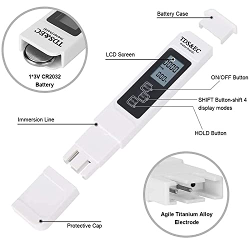 3 in 1 TDS EC Temperature Meter Pen, Digital Water Tester Kit PPM EC Meter for Drinking Water Hydroponics Aquarium RO System and Pool 6 3 in 1 TDS EC Temperature Meter Pen, Digital Water Tester Kit PPM EC Meter for Drinking Water Hydroponics Aquarium RO System and Pool - Image 6