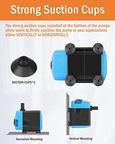 Kulife 210GPH Submersible Water Pumps (800L/H, 10W) Fountain Pump Pond Pump Aquarium Water Pump with Flow Control and Hose for Fish Tank, Fountain, Waterfall, Filtration, Water feature, Hydroponics 5 Kulife 210GPH Submersible Water Pumps (800L/H, 10W) Fountain Pump Pond Pump Aquarium Water Pump with Flow Control and Hose for Fish Tank, Fountain, Waterfall, Filtration, Water feature, Hydroponics - Image 5