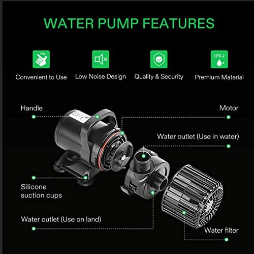 VIVOSUN 9000 GPH Submersible Water Pump 620W Pond Pump Ultra Quiet Aquarium Pump with 26.5FT. Lift Height for Pond Waterfall, Fish Tank, Statuary, or Hydroponics 5 VIVOSUN 9000 GPH Submersible Water Pump 620W Pond Pump Ultra Quiet Aquarium Pump with 26.5FT. Lift Height for Pond Waterfall, Fish Tank, Statuary, or Hydroponics - Image 5