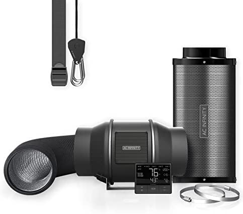AC Infinity Air Filtration PRO Kit 6”, CLOUDLINE Inline Fan with Controller 69, Carbon Filter Ducting Combo, Cooling and Ventilation System for Grow Tents, Hydroponics, Indoor Gardening 1 hydroponic climate control systems