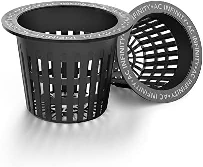 AC Infinity Net Cups 3-Inch, Heavy Duty Garden Slotted Net Pots with Wide Lip Rims, 25-Pack Black Bucket Basket for Indoor Outdoor Growing, Orchids, Aquaponics, Hydroponics 1 hydroponic pots