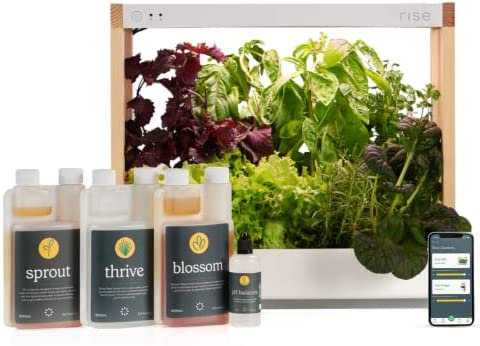 Rise Gardens Personal Garden and Starter Kit | Hydroponics Growing System, Wi-Fi & App Controlled Indoor Garden with Growing Lights & Self-Watering System | Includes 8 Seed Pods & 6 Weeks Nutrients 1 hydroponic gardening tools
