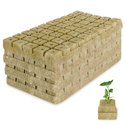 Jowlawn 1" Rockwool Cubes for Hydroponics - 4 Sheets Rockwool Grow Cubes for Rooting, Cuttings, Clone Plants, Starting Seeds, Ideal Rockwool for Hydroponic Growing (200 Plugs in Total) 1 hydroponic rockwool