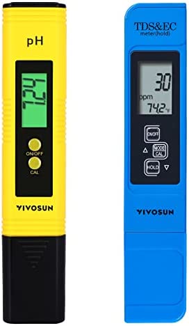 VIVOSUN pH and TDS Meter Combo, 0.05ph High Accuracy Pen Type pH Meter ± 2% Readout Accuracy 3-in-1 TDS EC Temperature Meter for Hydroponics, Household Drinking, and Aquarium, UL Certified 1 hydroponic ph tester