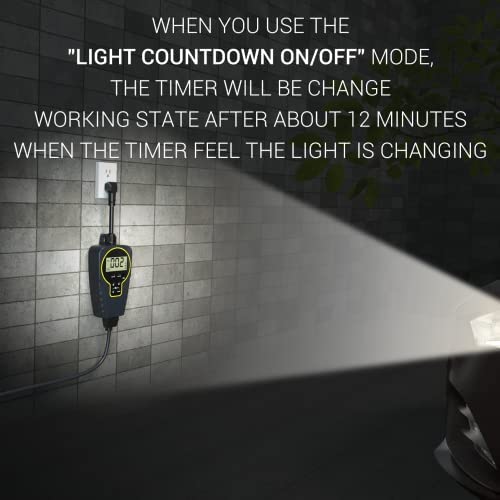 NEARPOW Outdoor Timer with Light Sensor, Electrical Outlets Waterproof, Programmable Countdown Timer, Dawn to Dusk Sensor, for Pool Pumps, Lights, Home, Garden Etc. 1875W/125V 5 NEARPOW Outdoor Timer with Light Sensor, Electrical Outlets Waterproof, Programmable Countdown Timer, Dawn to Dusk Sensor, for Pool Pumps, Lights, Home, Garden Etc. 1875W/125V - Image 5