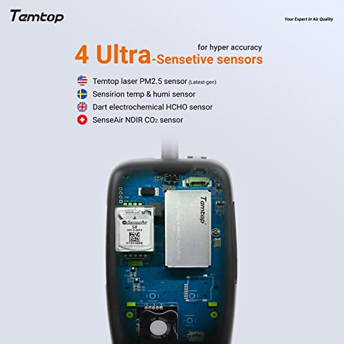 Temtop Air Quality Monitor CO2 Detector Professional Carbon Dioxide PM2.5 PM10 Formaldehyde Temperature and Humidity Monitor w/Audio Alarm Data Export (M2000 2nd) 3 Temtop Air Quality Monitor CO2 Detector Professional Carbon Dioxide PM2.5 PM10 Formaldehyde Temperature and Humidity Monitor w/Audio Alarm Data Export (M2000 2nd) - Image 3