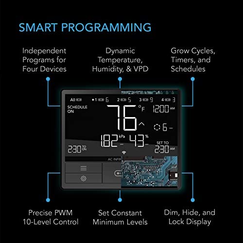 AC Infinity Controller 69 PRO, Smart Environmental Controller with Temperature, Humidity, VPD, Timer, Cycle, Schedule Controls, for Grow Tent Cooling Ventilation Lighting (Bluetooth + WiFi) 3 AC Infinity Controller 69 PRO, Smart Environmental Controller with Temperature, Humidity, VPD, Timer, Cycle, Schedule Controls, for Grow Tent Cooling Ventilation Lighting (Bluetooth + WiFi) - Image 3
