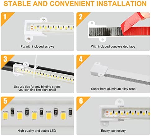 Mosthink LED Plant Grow Light Strips Full Spectrum for Indoor Plants with Auto ON/Off Timer, 48 LEDs / 4 Dimmable Levels, Sunlike Grow Lamp for Hydroponics Succulent, 2 Pack 6 Mosthink LED Plant Grow Light Strips Full Spectrum for Indoor Plants with Auto ON/Off Timer, 48 LEDs / 4 Dimmable Levels, Sunlike Grow Lamp for Hydroponics Succulent, 2 Pack - Image 6
