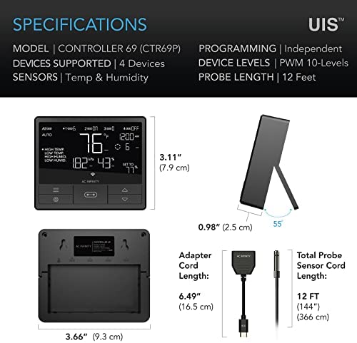 AC Infinity Controller 69 PRO, Smart Environmental Controller with Temperature, Humidity, VPD, Timer, Cycle, Schedule Controls, for Grow Tent Cooling Ventilation Lighting (Bluetooth + WiFi) 6 AC Infinity Controller 69 PRO, Smart Environmental Controller with Temperature, Humidity, VPD, Timer, Cycle, Schedule Controls, for Grow Tent Cooling Ventilation Lighting (Bluetooth + WiFi) - Image 6