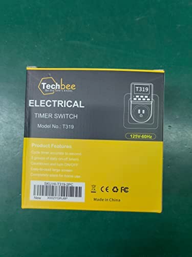 Techbee Indoor Digital Infinite Repeat Cycle Intermittent Outlet Timer Plug 24 Hour Programmable Timed Electrical Power Switch with Countdown Delay on Off Function for Lights and Appliances (2 Pack) 8 Techbee Indoor Digital Infinite Repeat Cycle Intermittent Outlet Timer Plug 24 Hour Programmable Timed Electrical Power Switch with Countdown Delay on Off Function for Lights and Appliances (2 Pack) - Image 8
