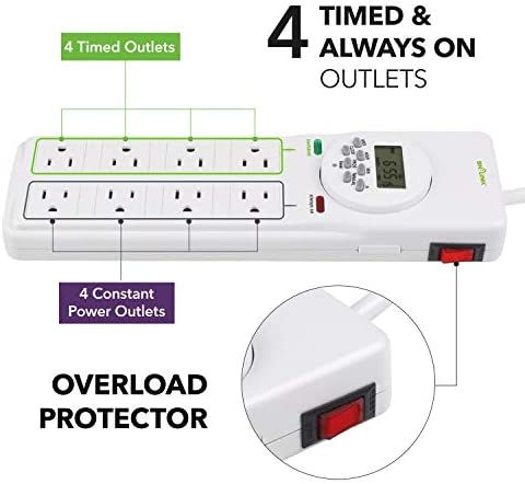 BN-LINK 8 Outlet Surge Protector with 7-Day Digital Timer (4 Outlets Timed, 4 Outlets Always On) - White 2 BN-LINK 8 Outlet Surge Protector with 7-Day Digital Timer (4 Outlets Timed, 4 Outlets Always On) - White - Image 2