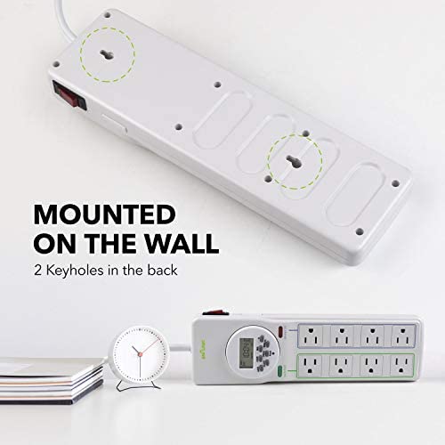 BN-LINK 8 Outlet Surge Protector with 7-Day Digital Timer (4 Outlets Timed, 4 Outlets Always On) - White 4 BN-LINK 8 Outlet Surge Protector with 7-Day Digital Timer (4 Outlets Timed, 4 Outlets Always On) - White - Image 4