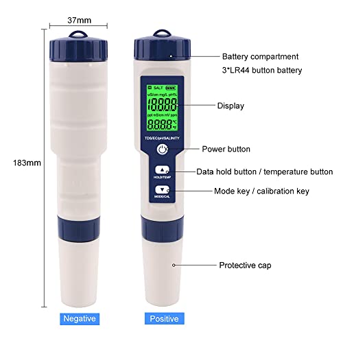 PH Meter,Water Tester 5 in 1 PH/TDS/Salinity/Temp&EC Meter,PH Meter for Water,IP67 Waterproof PH Pen,PPM Meter with Backlit,Salinity Tester for Saltwater Aquarium,Swimming Pool&Seawater. 6 PH Meter,Water Tester 5 in 1 PH/TDS/Salinity/Temp&EC Meter,PH Meter for Water,IP67 Waterproof PH Pen,PPM Meter with Backlit,Salinity Tester for Saltwater Aquarium,Swimming Pool&Seawater. - Image 6