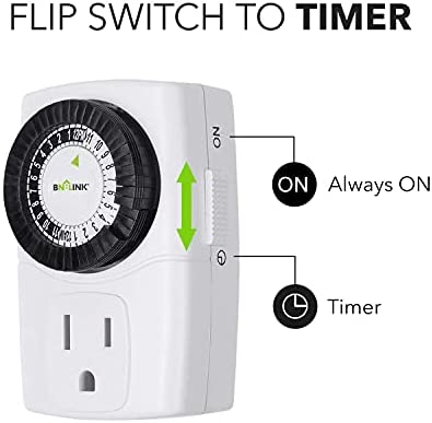 BN-LINK BND-60/U47 Indoor Mini 24-Hour Mechanical Outlet Timer, 3-Prong, 2-Pack 4 BN-LINK BND-60/U47 Indoor Mini 24-Hour Mechanical Outlet Timer, 3-Prong, 2-Pack - Image 4