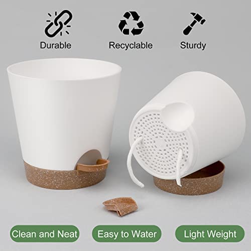 YNNICO Plant Pots Indoor 8/7/6.5/6/5.5/5 Inch Self Watering Planters with Drainage Holes and Saucers, Plastic Flower Pots, Nursery Planting Pot for Indoor Out Door Plants 3 YNNICO Plant Pots Indoor 8/7/6.5/6/5.5/5 Inch Self Watering Planters with Drainage Holes and Saucers, Plastic Flower Pots, Nursery Planting Pot for Indoor Out Door Plants - Image 3