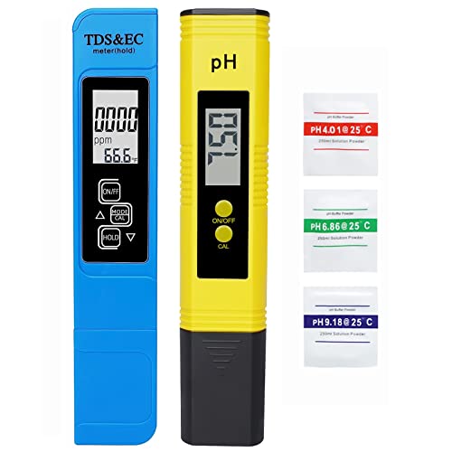 PH and TDS Meter Combo, Tuecota Digital ph Water Tester, 3-in-1 TDS Temperature & EC Meter, Digital Water Tester, Ultrahigh Accuracy Water Quality Tester for Drinking Water, Hydroponics, Aquarium etc 1 hydroponic ph tester